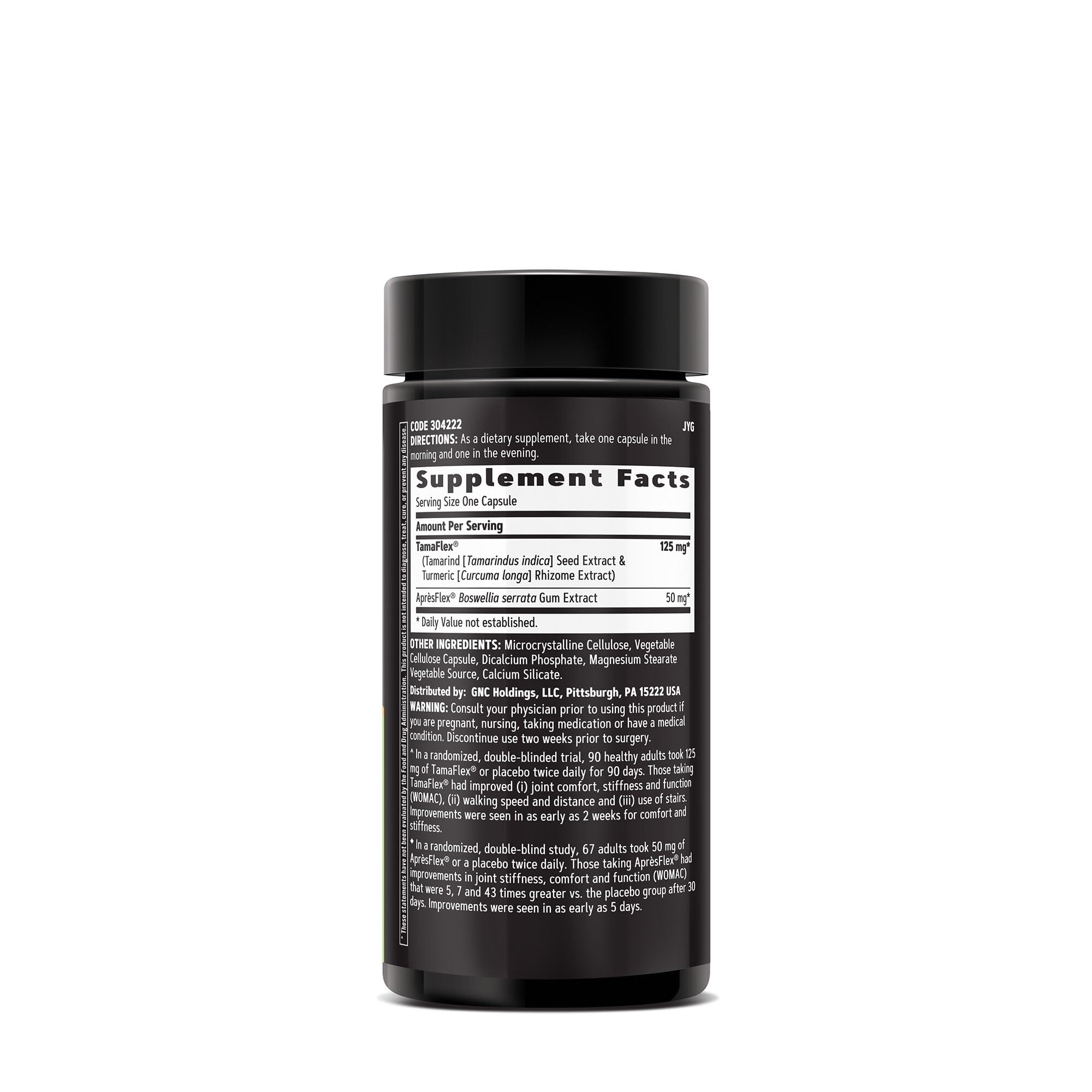 GNC TamaFlex vegetarian capsules emphasize non-GMO and shellfish-free formula