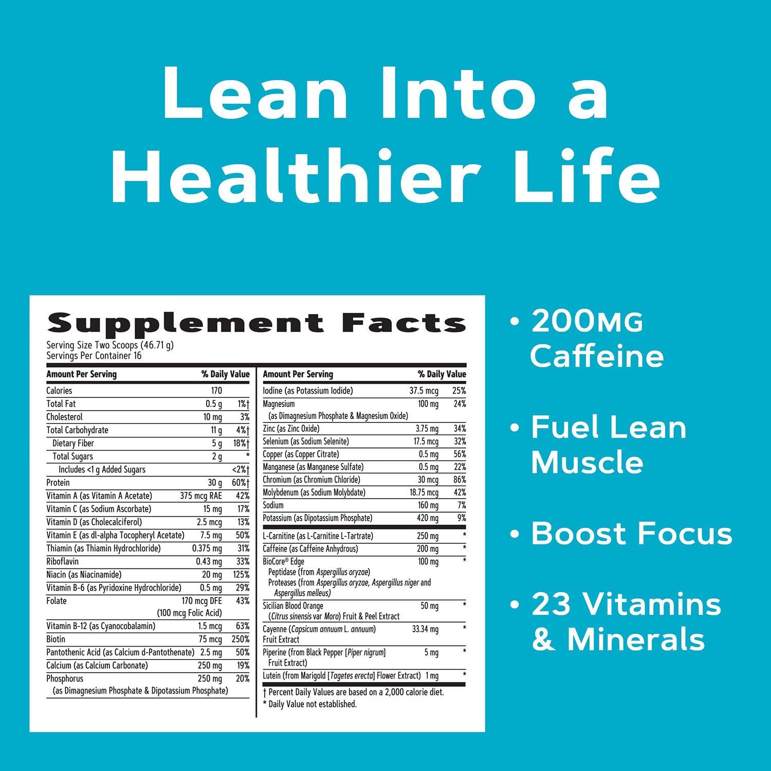 GNC Total Lean Lean Shake Burn powder jar, strawberry blend, high-protein for fullness.