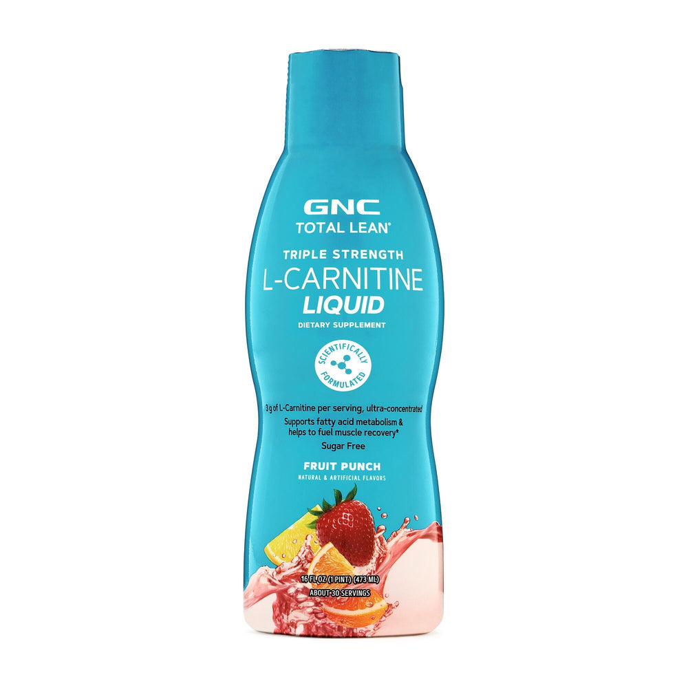 GNC Total Lean Triple Strength L-Carnitine Liquid bottle supports fatty acid metabolism.