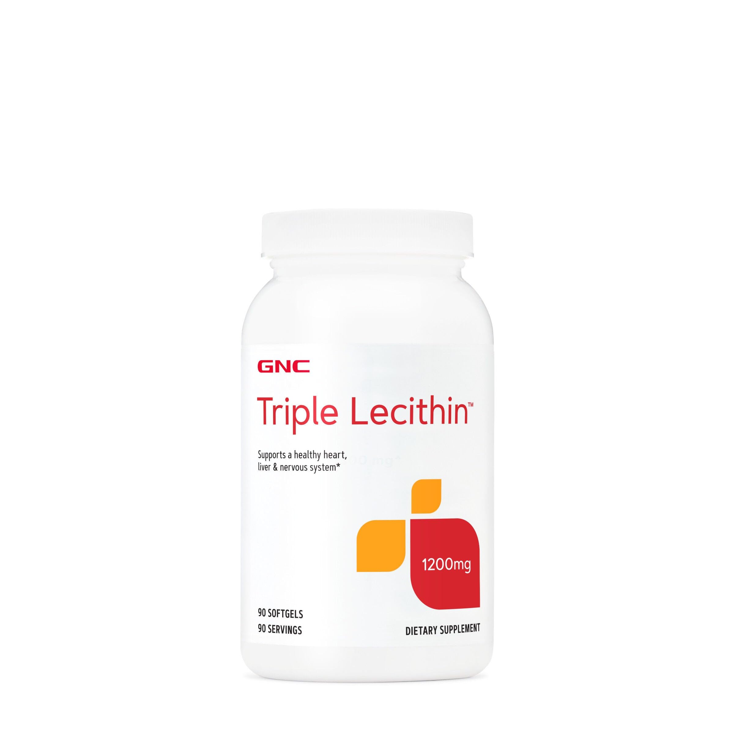 GNC Triple Lecithin 1200mg bottle featuring softgels for daily wellness