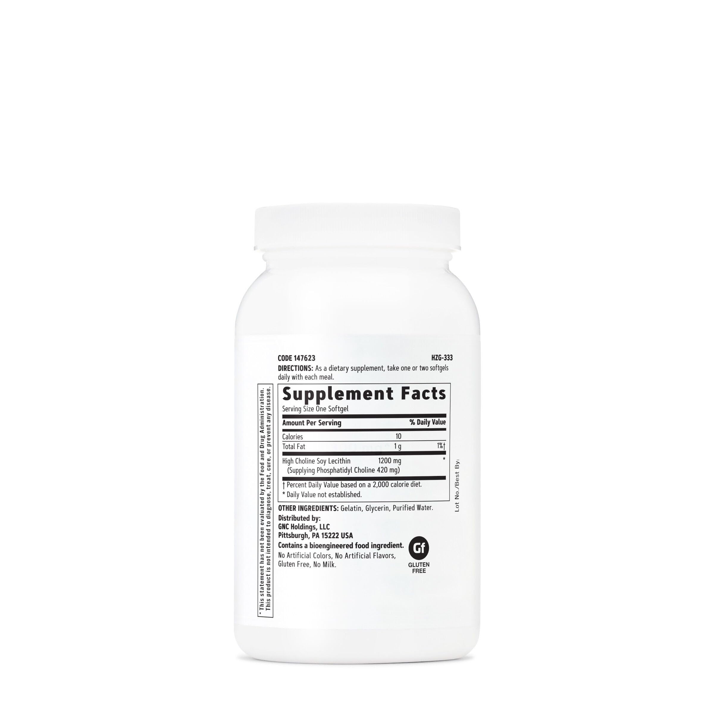 GNC Triple Lecithin 1200mg softgels close-up highlighting the easy daily capsule format