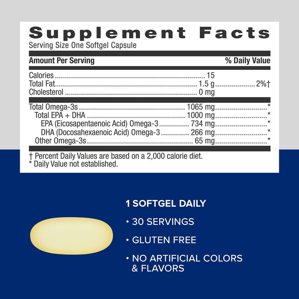 GNC Triple Strength Fish Oil bottle open with capsules ready to take.