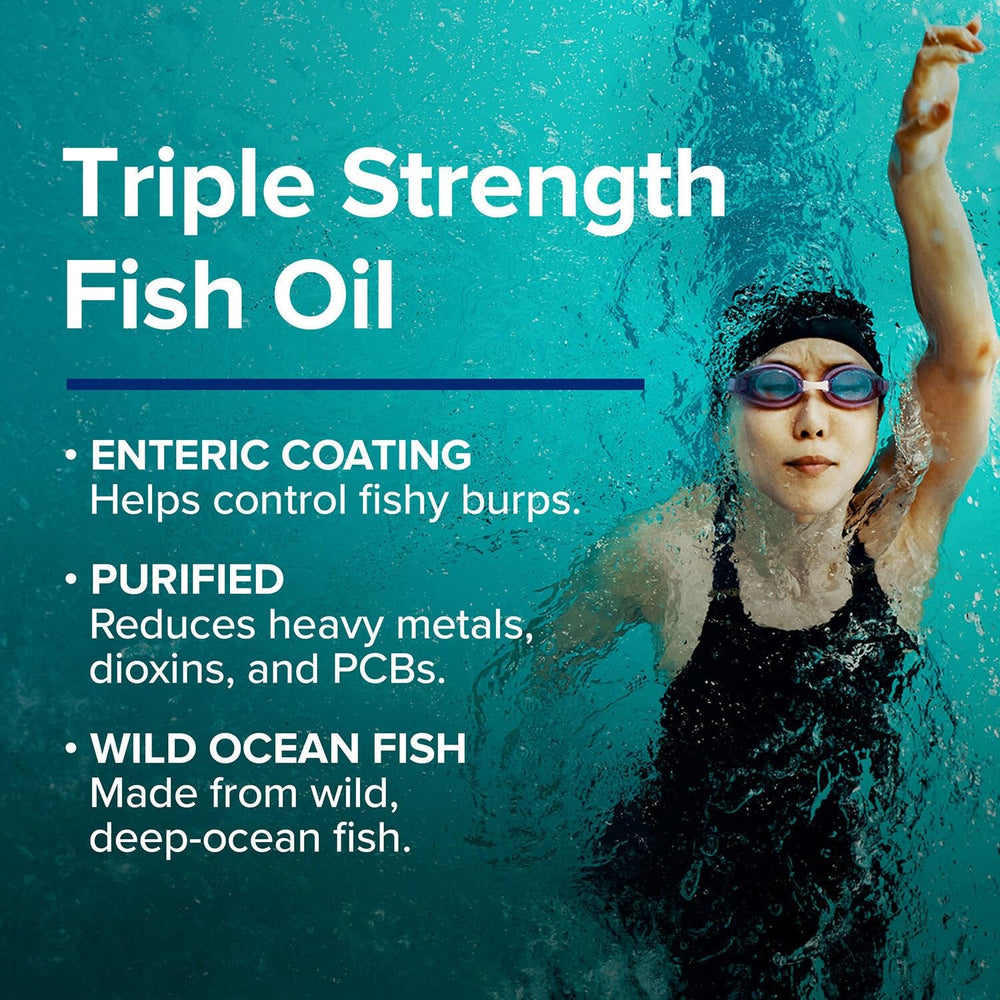 GNC Triple Strength Fish Oil ingredients list close-up on label.