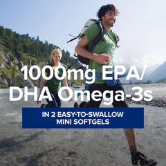 Close-up of GNC mini softgels for easy swallowing