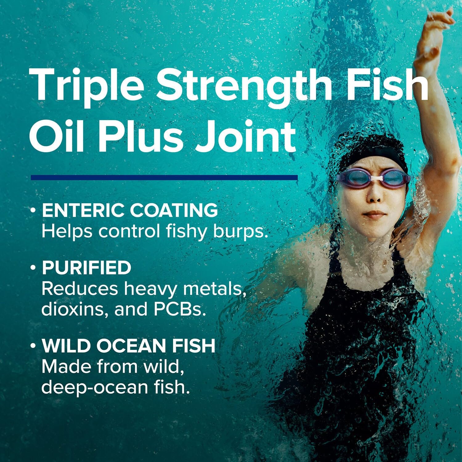 GNC enteric-coated capsule image represents reduced fishy aftertaste during use.