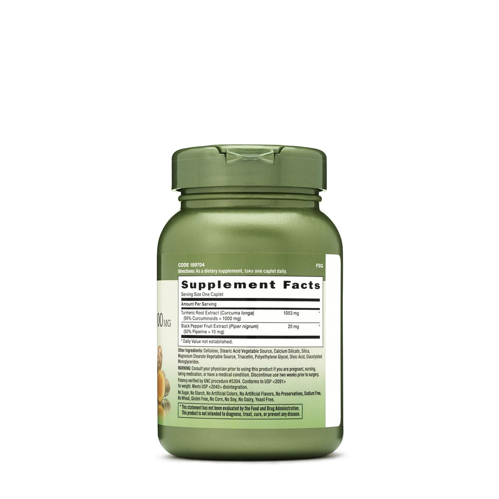 GNC Turmeric Curcumin capsules close-up for daily antioxidant support.
