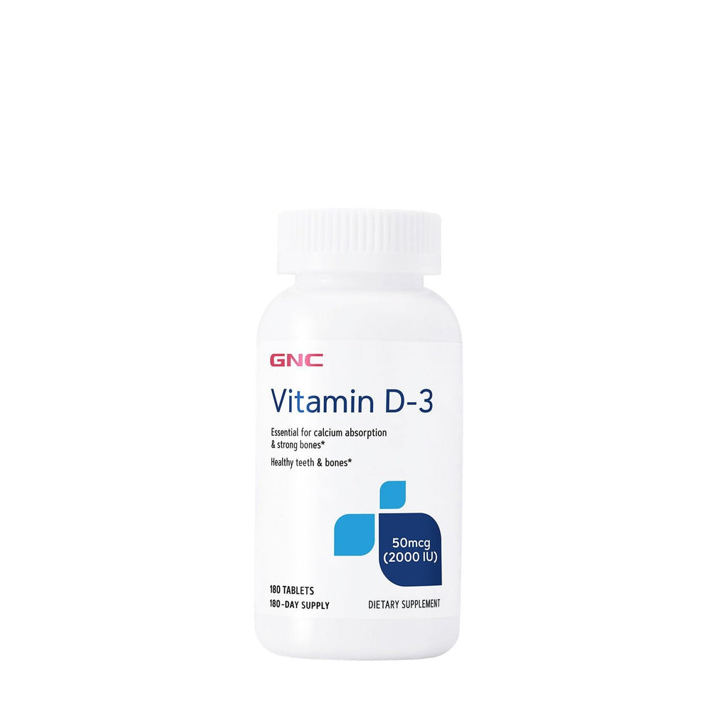 GNC Vitamin D3 bottle front for daily bone and teeth support.