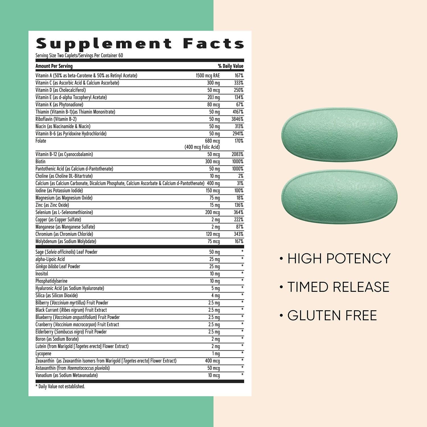 GNC Womens 50+ includes choline and ginkgo biloba for memory support