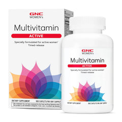 GNC Women’s Active Multivitamin bottle front showing daily nutrition and energy support.