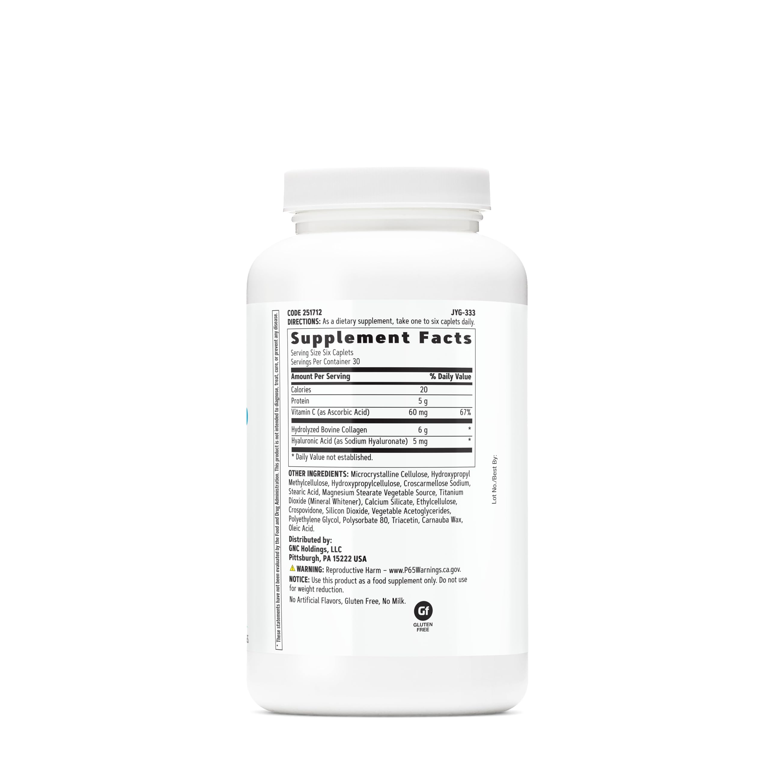 GNC Women's Collagen capsules closeup, showcasing soft caplets for skin support.
