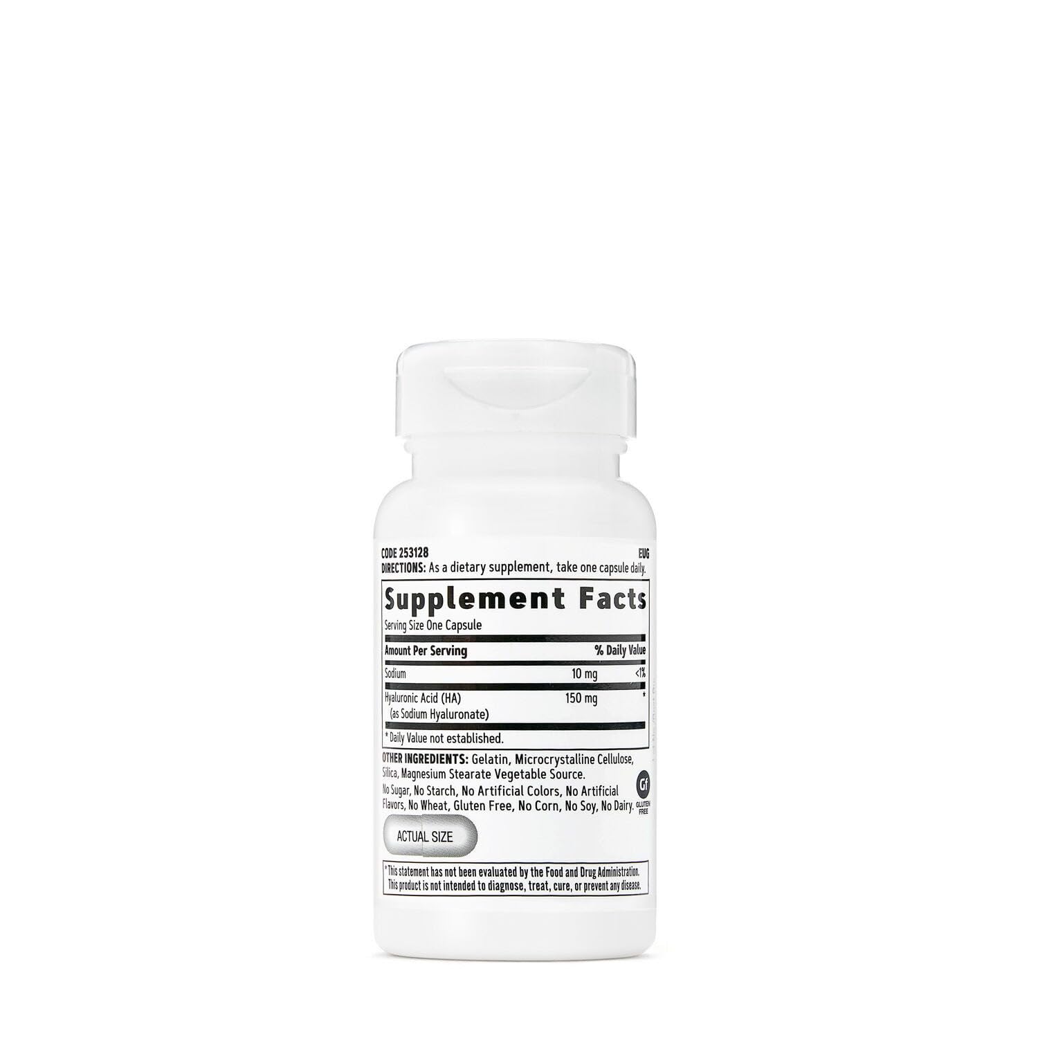GNC Women's Hyaluronic Acid capsules closeup emphasizing hydration and joint comfort.