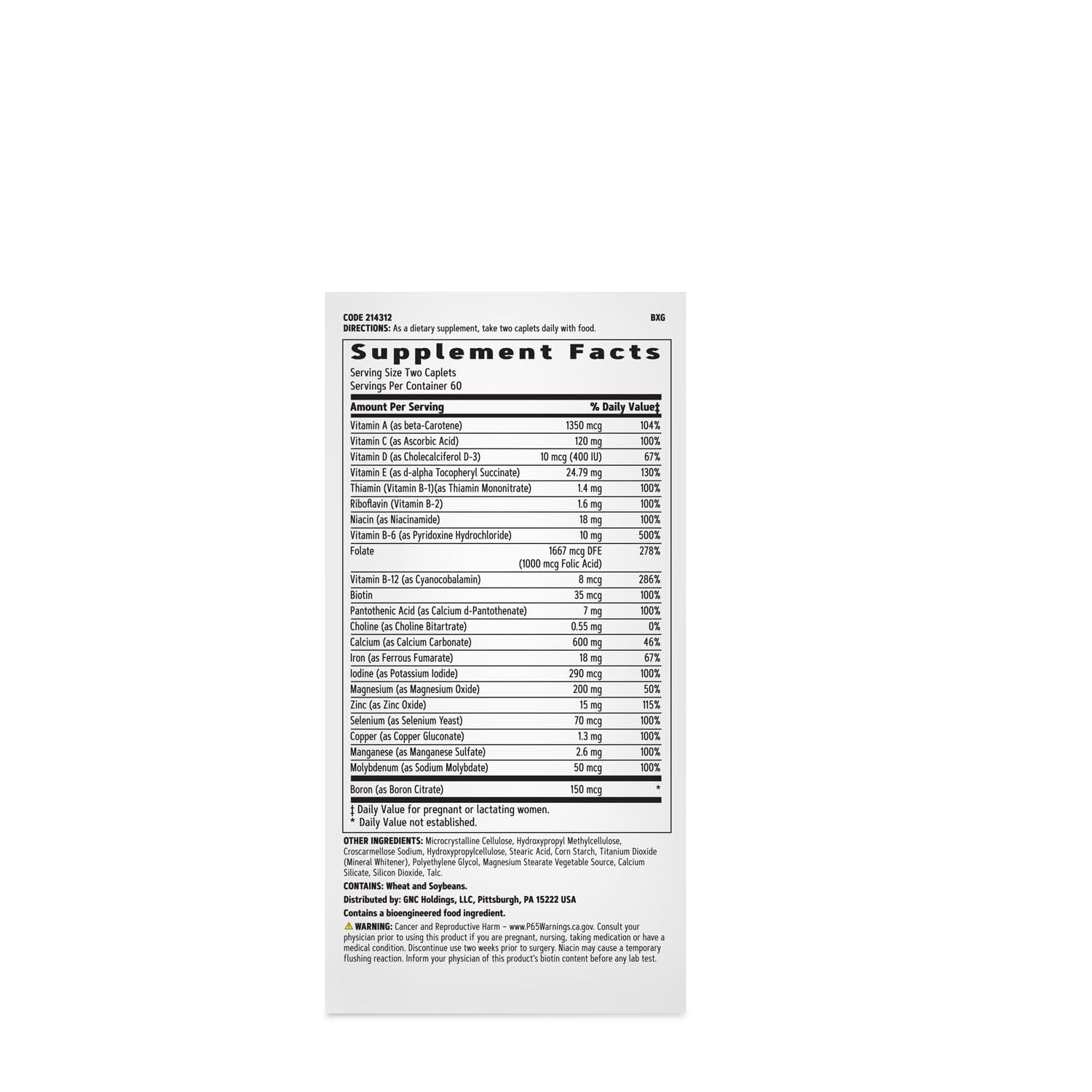 GNC Women's Prenatal pills: clearly shaped tablets for simple daily intake.