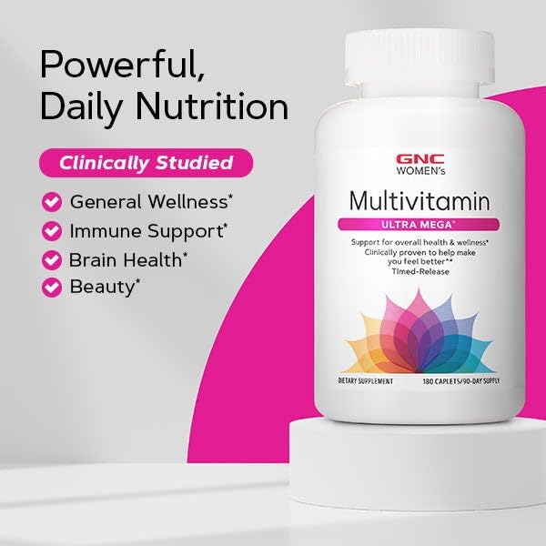 GNC bottle highlighting biotin for hair, skin, and nails benefits.