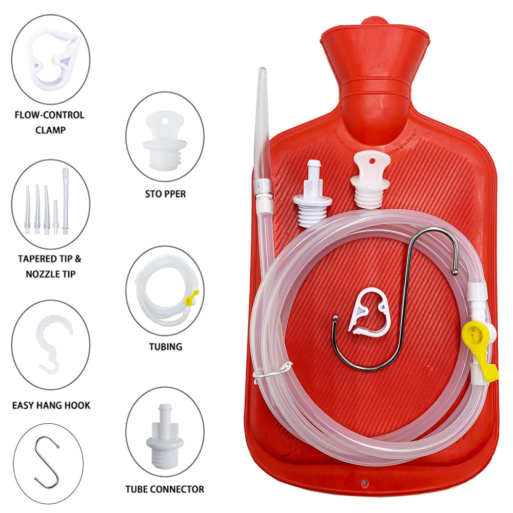 GNEGKLEAN coffee enema bag kit complete set with three reusable tips.