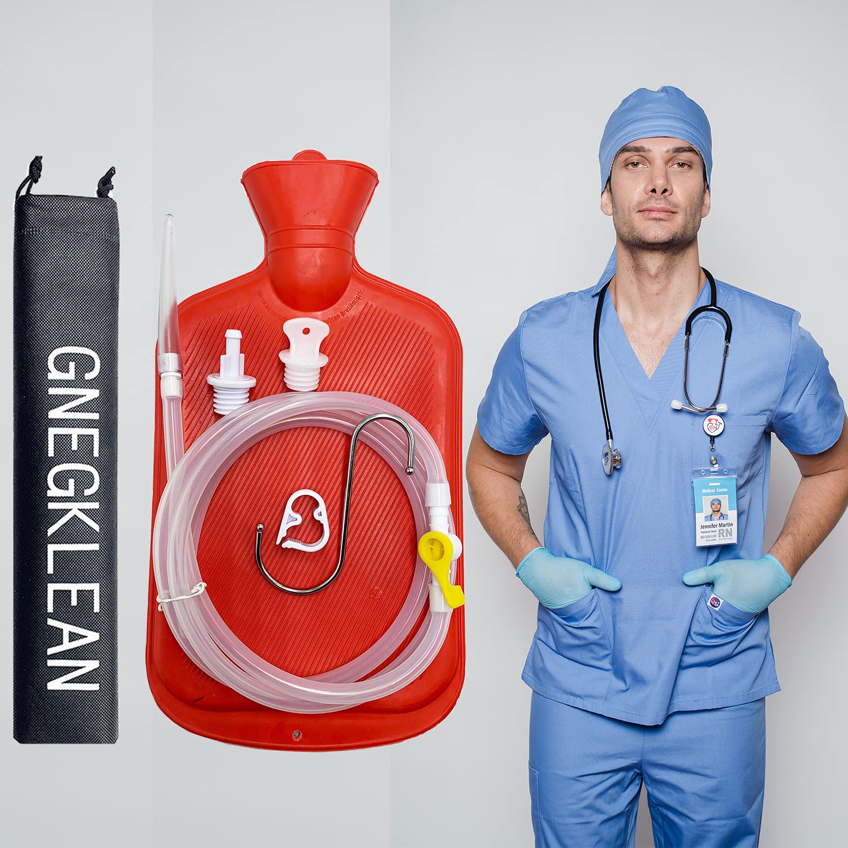 GNEGKLEAN coffee enema bag kit hooks for easy storage.