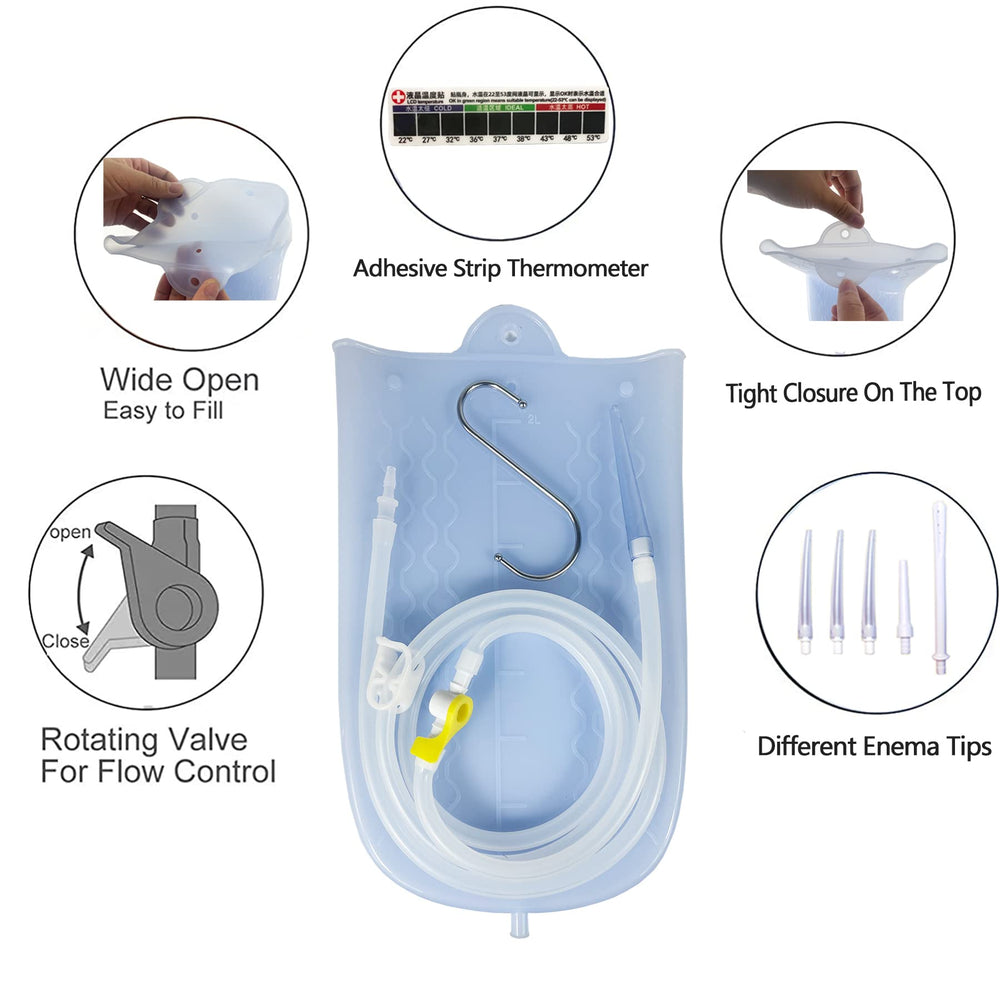 Enema hose offers flexible reach for comfortable self-administered enemas in a shower or tub