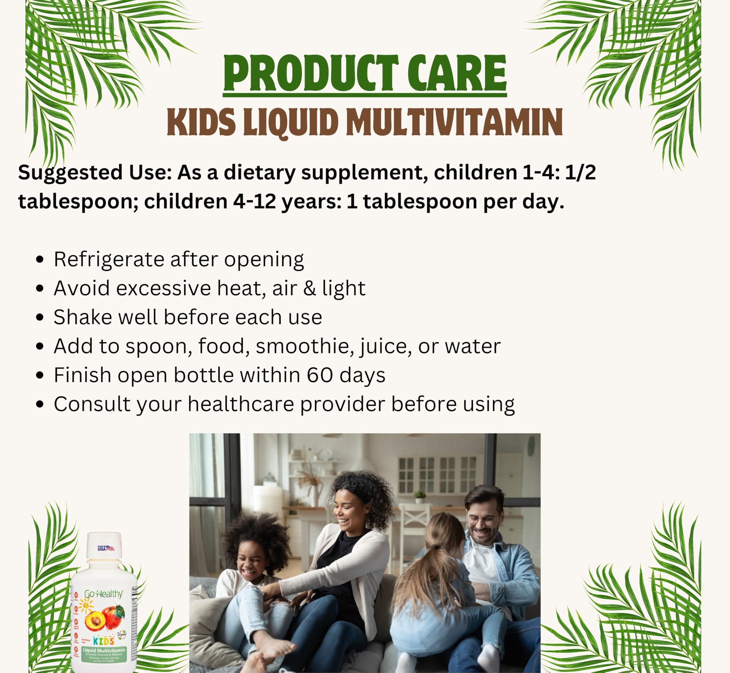 Go Healthy Kids Peach Mango immune support label visible