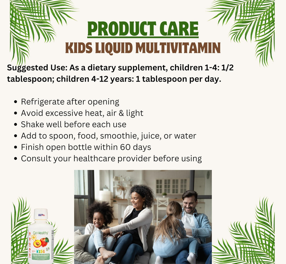 Go Healthy Kids Peach Mango immune support label visible