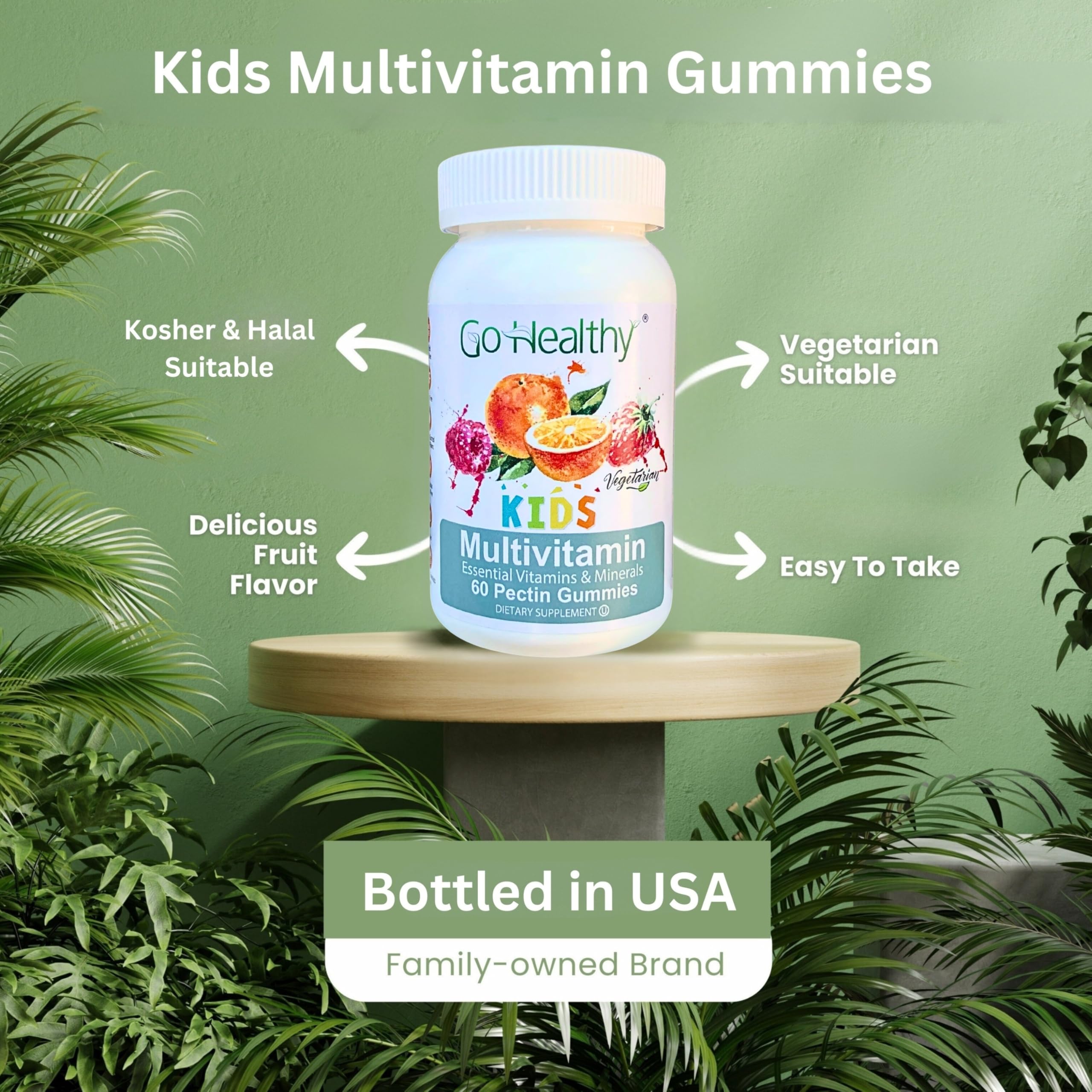 Colorful Go Healthy Natural Kids Multivitamin Gummies appealing to children