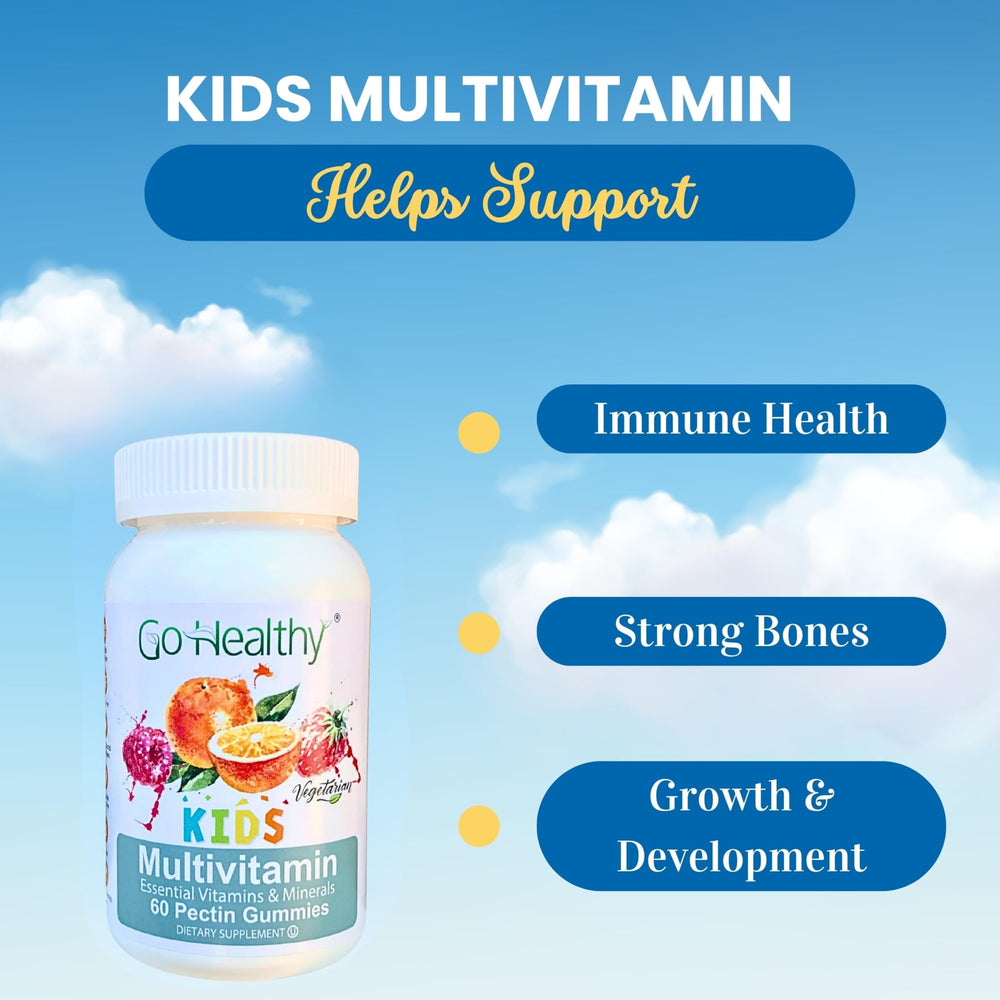 Two gummies per day dosing illustration for Go Healthy Natural Kids Multivitamin Gummies