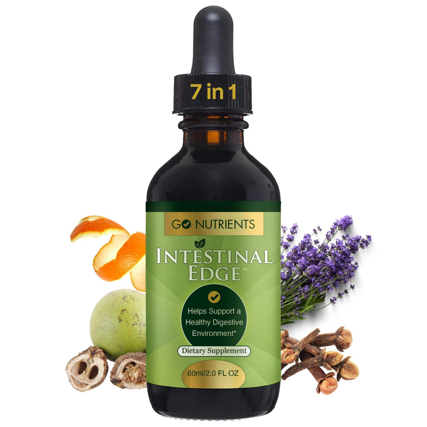 Go Nutrients Intestinal Edge bottle pour shows easy dosing for daily gut support