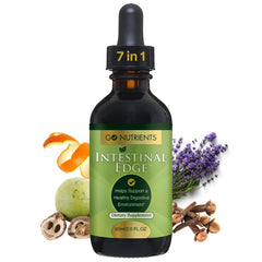 Go Nutrients Intestinal Edge bottle pour shows easy dosing for daily gut support