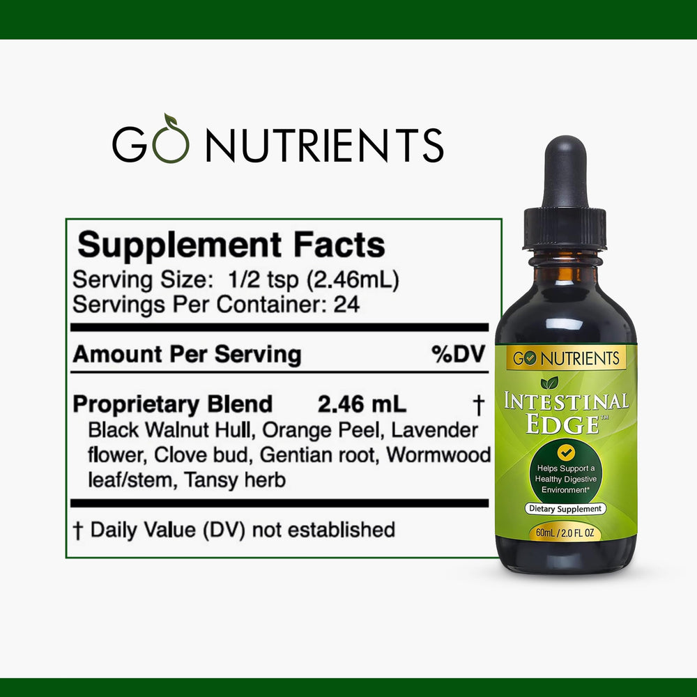 Go Nutrients Intestinal Edge daily-use concept image shows convenient tincture integration
