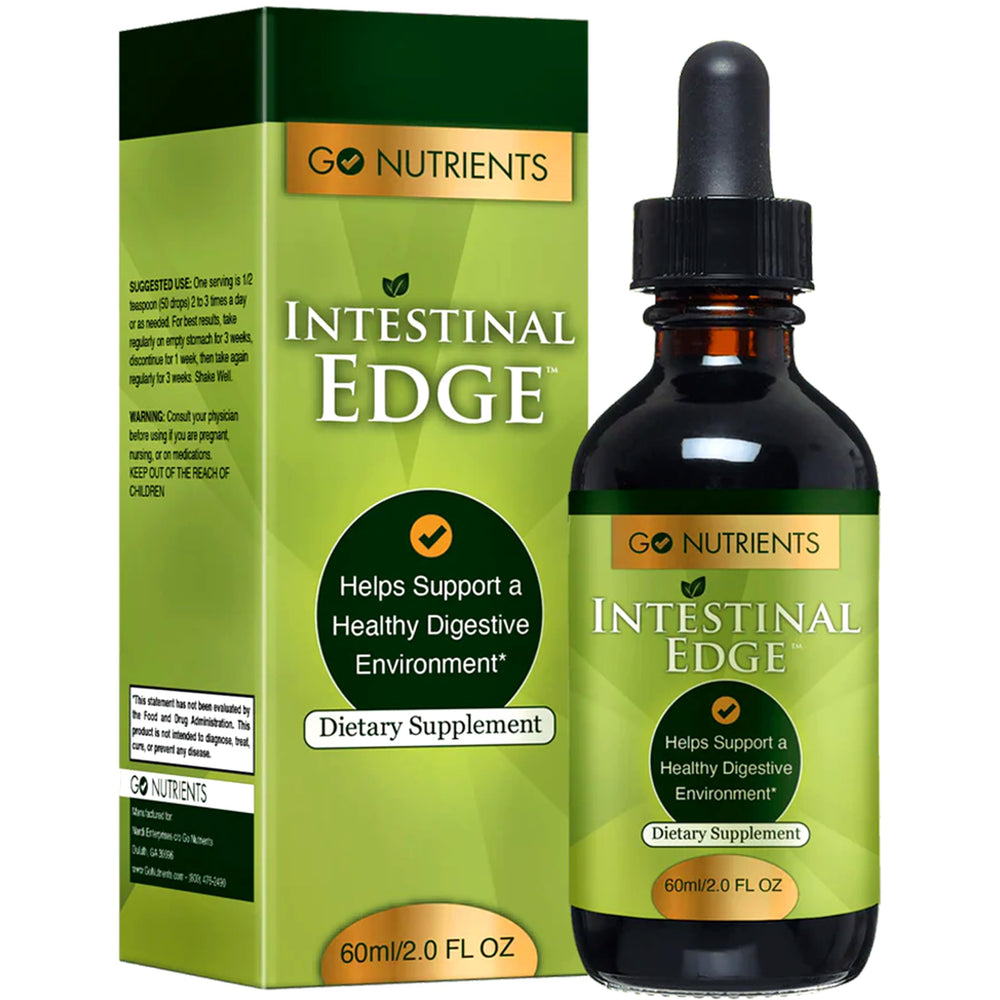 Go Nutrients Intestinal Edge drops added to water for quick absorption and digestion support
