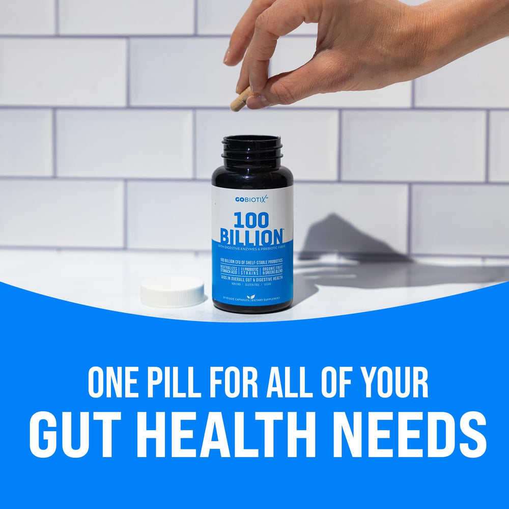 GOBIOTIX 100Billion with prebiotic fiber supports healthy digestion and nutrient uptake.