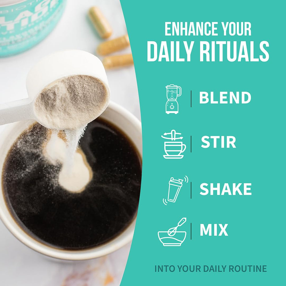 GOBIOTIX collagen powder dissolves in coffee for convenient daily use