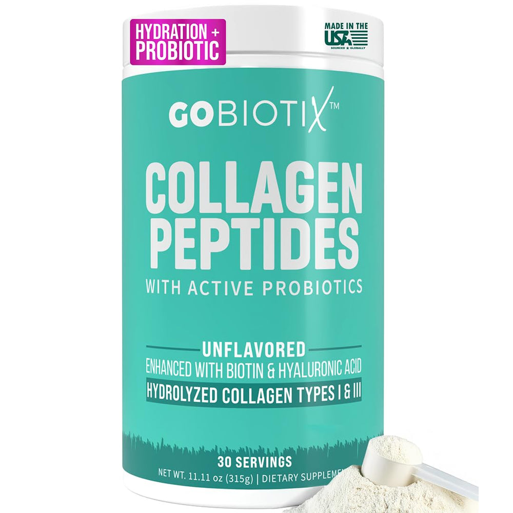 GOBIOTIX collagen powder tub for daily wellness routine with skin and joints in view