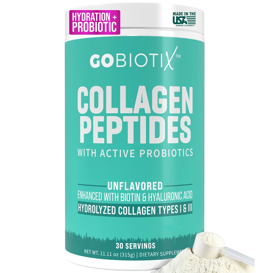 GOBIOTIX collagen powder tub for daily wellness routine with skin and joints in view