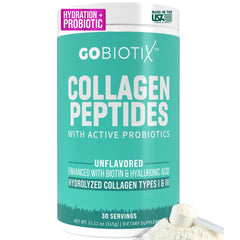 GOBIOTIX collagen powder tub for daily wellness routine with skin and joints in view