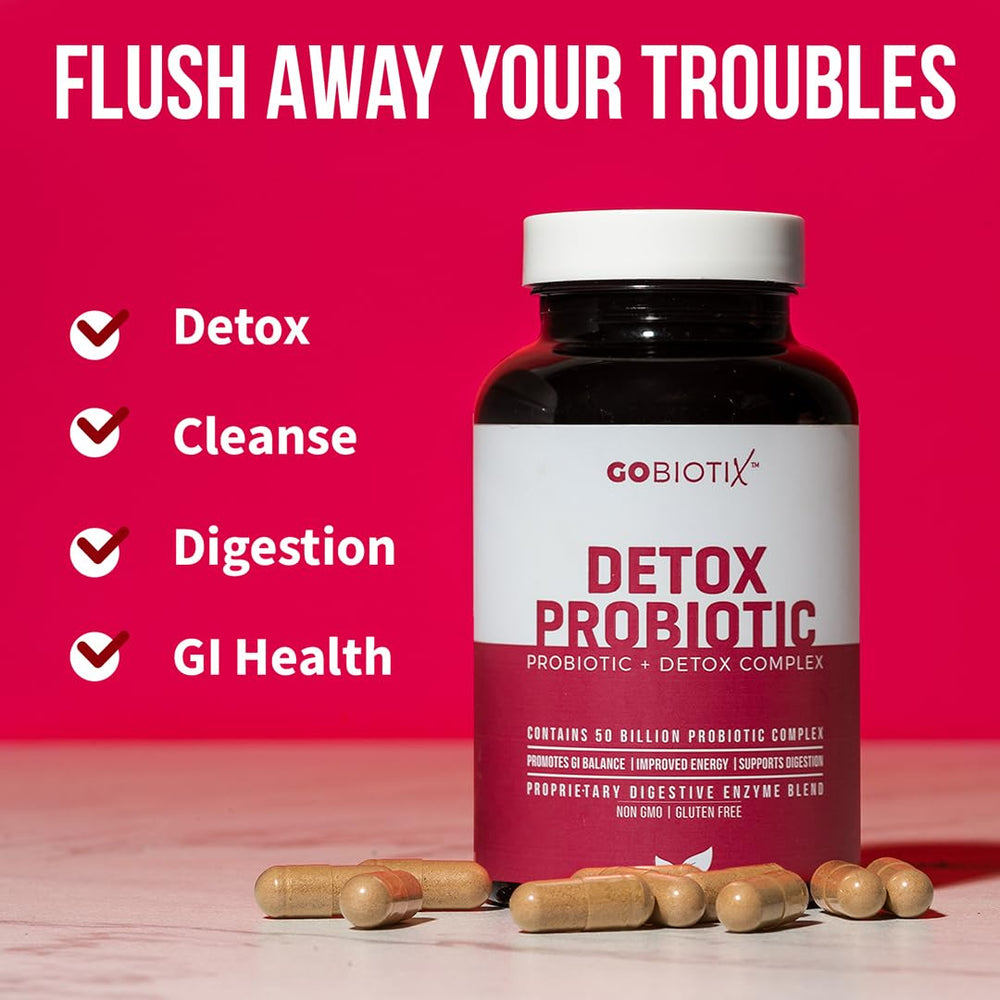 GOBIOTIX Detox Probiotic capsules close-up highlighting vegan formula