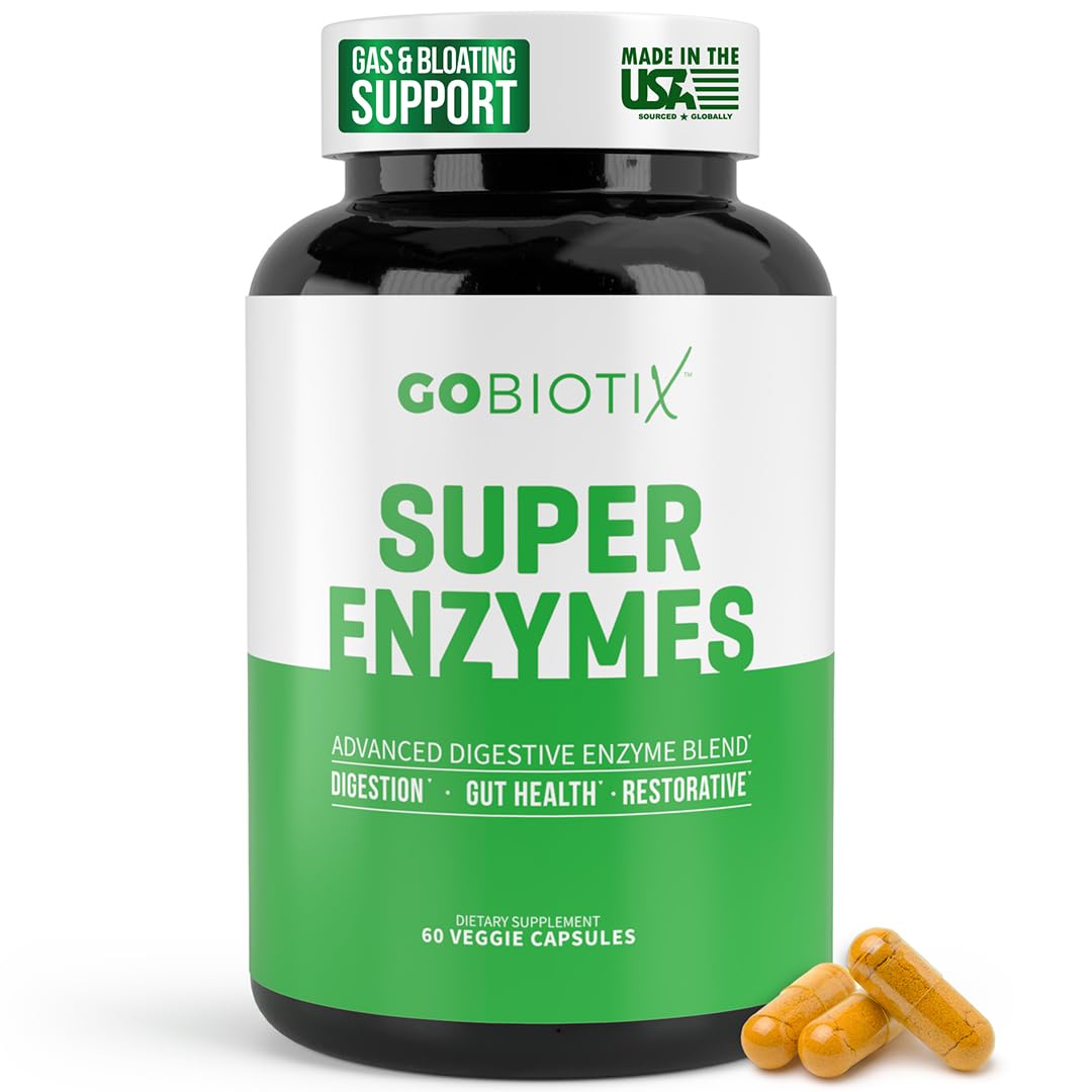 GoBiotix digestive enzymes bottle for daily gut support