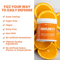 GOBIOTIX Dissolve-Mix-Pour in glass demonstrates easy immunity drink.
