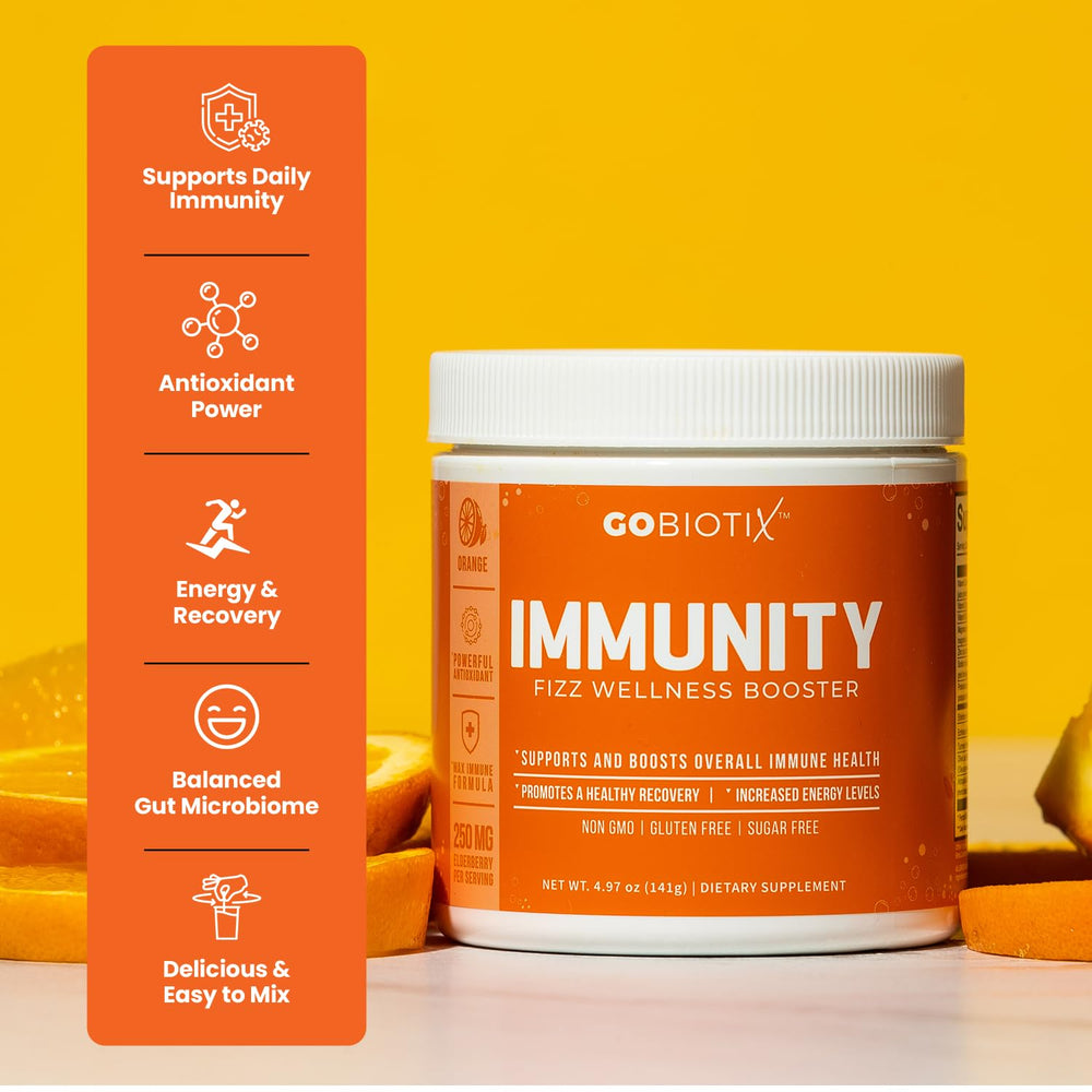 GOBIOTIX Elderberry-Turmeric blend highlighting immune-supporting ingredients.