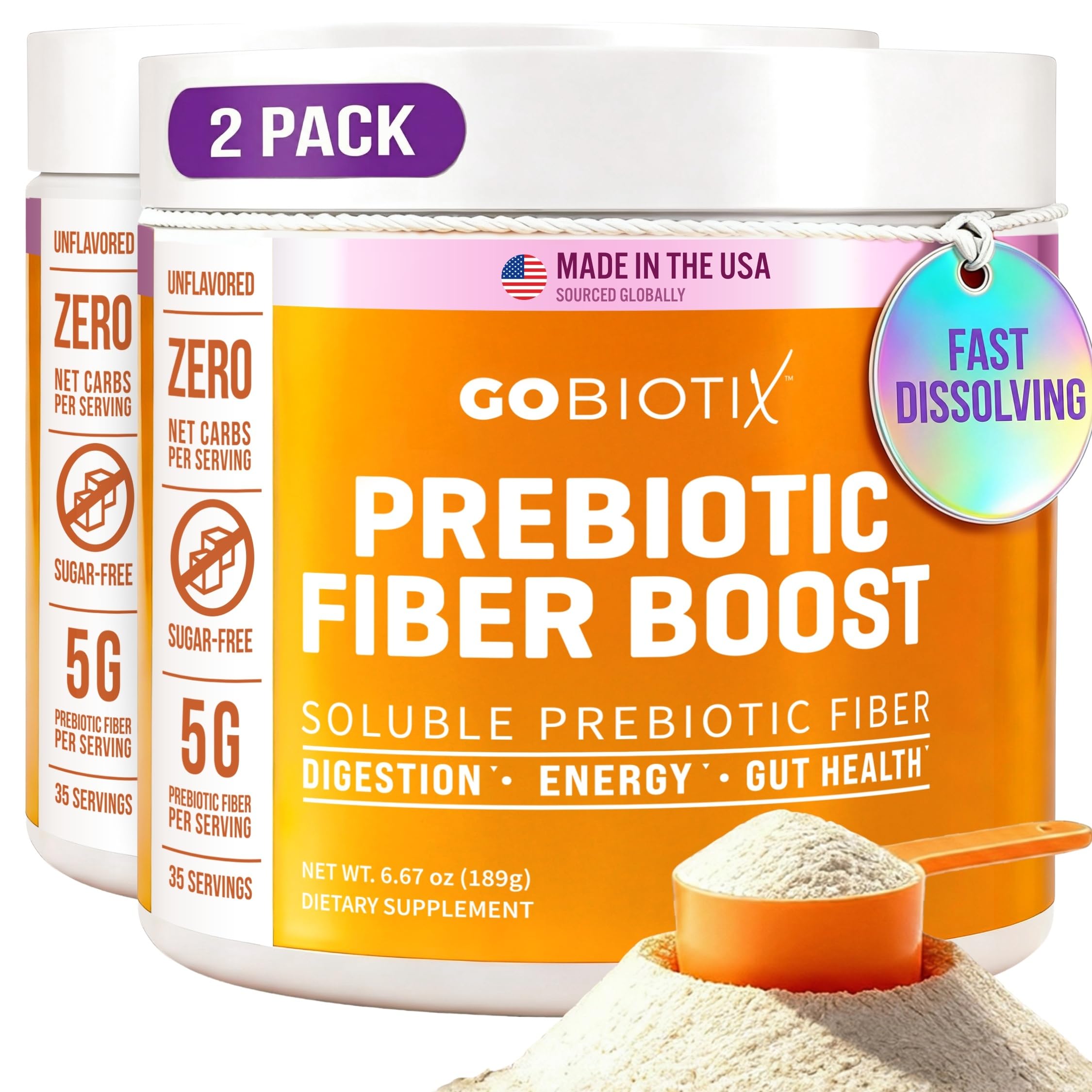 GoBiotix fiber supplement bottle for daily gut support.