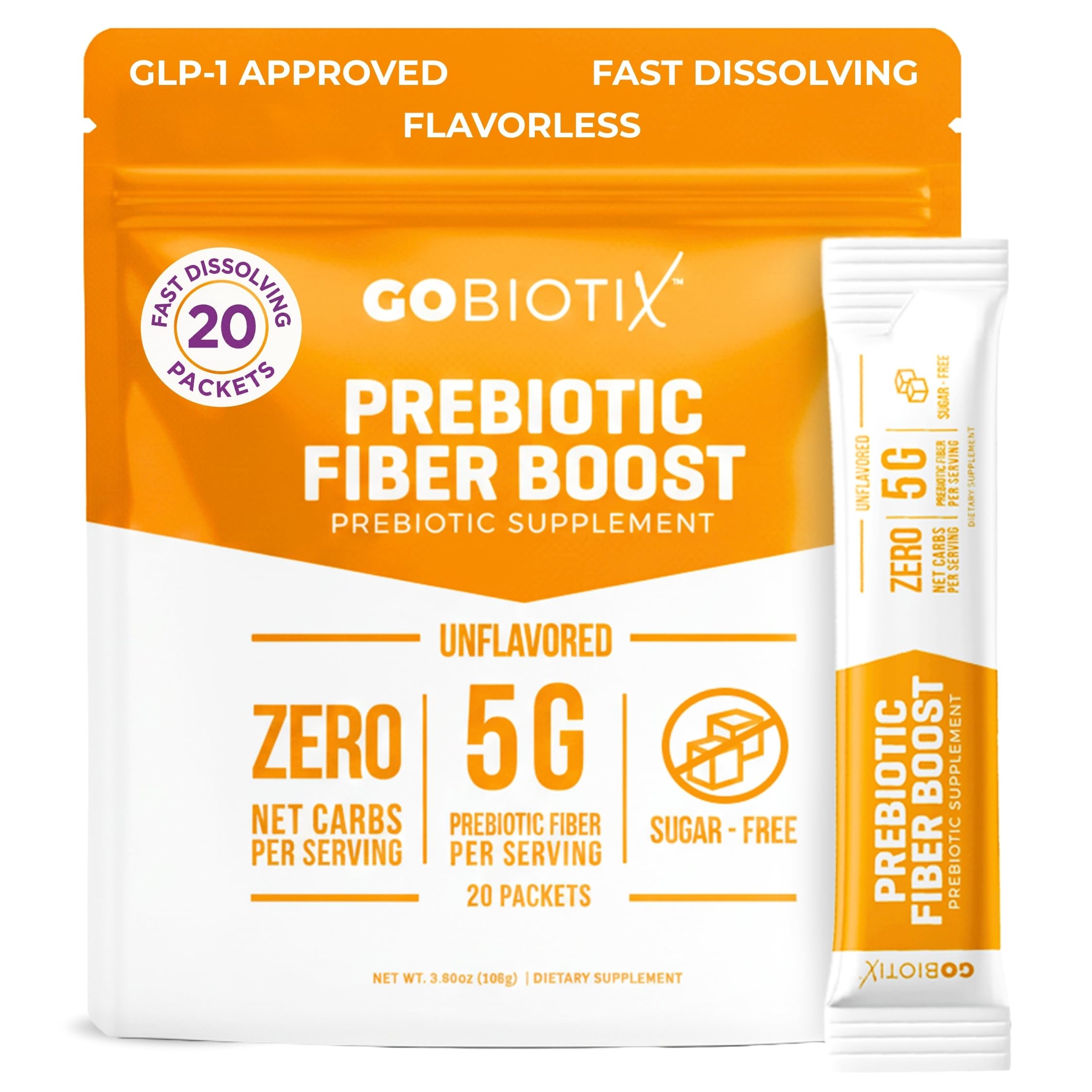 GoBiotix fiber supplement bottle supports daily digestive balance
