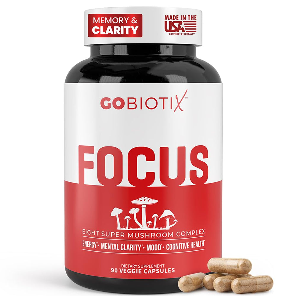 GOBIOTIX Focus Lions Mane bottle, natural focus and memory support.
