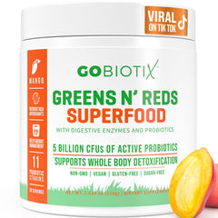 GOBIOTIX Greens Powder tub showcasing vibrant greens for daily wellness
