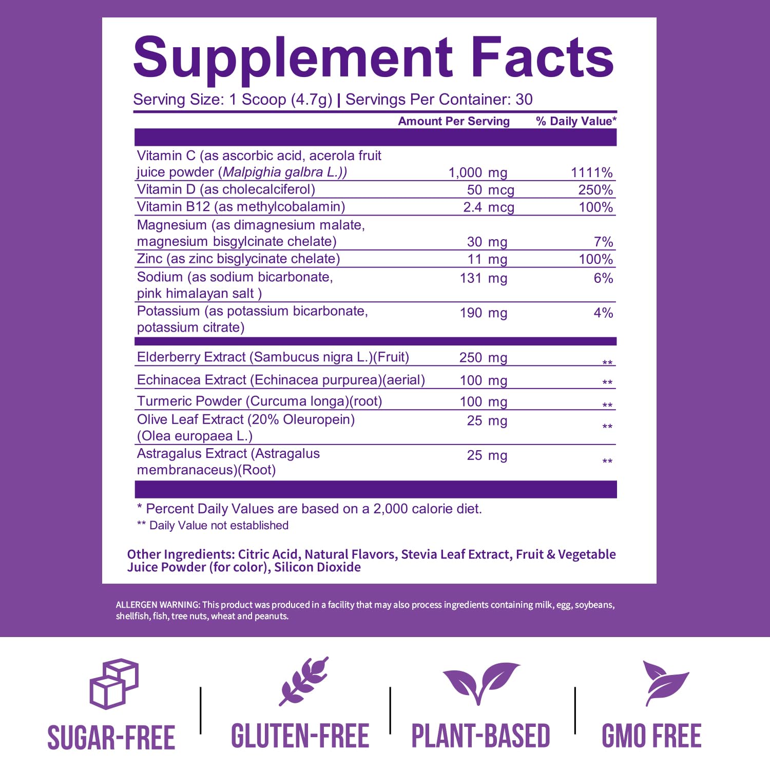 GoBiotix Immunity Fizz label close-up highlights non-GMO and sugar-free ingredients.