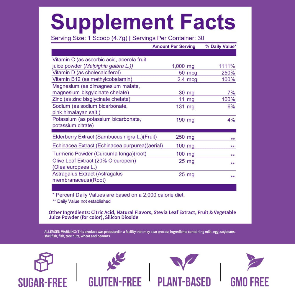 GoBiotix Immunity Fizz label close-up highlights non-GMO and sugar-free ingredients.