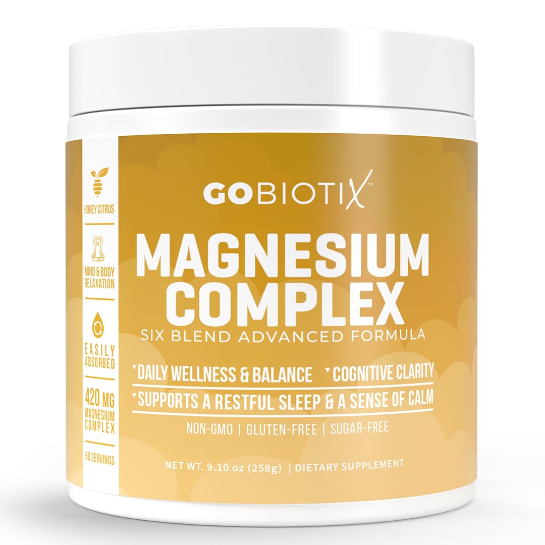 GoBiotix honey citrus flavor powder beside a glass for easy prep.