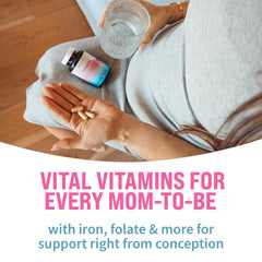 GOBIOTIX prenatal bottle cap close-up highlighting gentle, stomach-friendly formula.