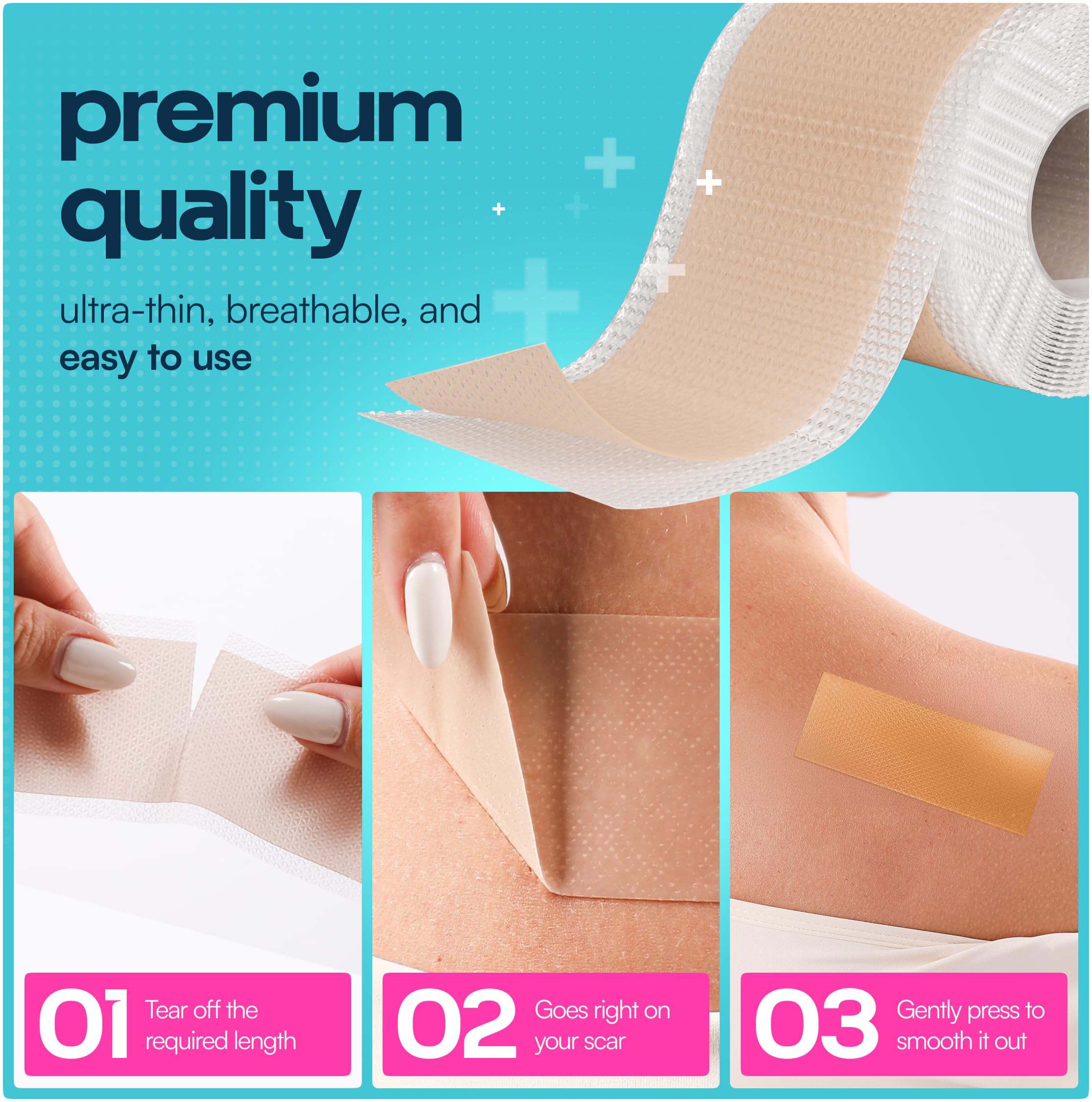 GoGleefy scar tape close-up demonstrates soft, skin-friendly adhesion on sensitive skin.