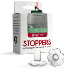 GoGo Heel Stoppers on a stiletto heel showing clear protection and stability
