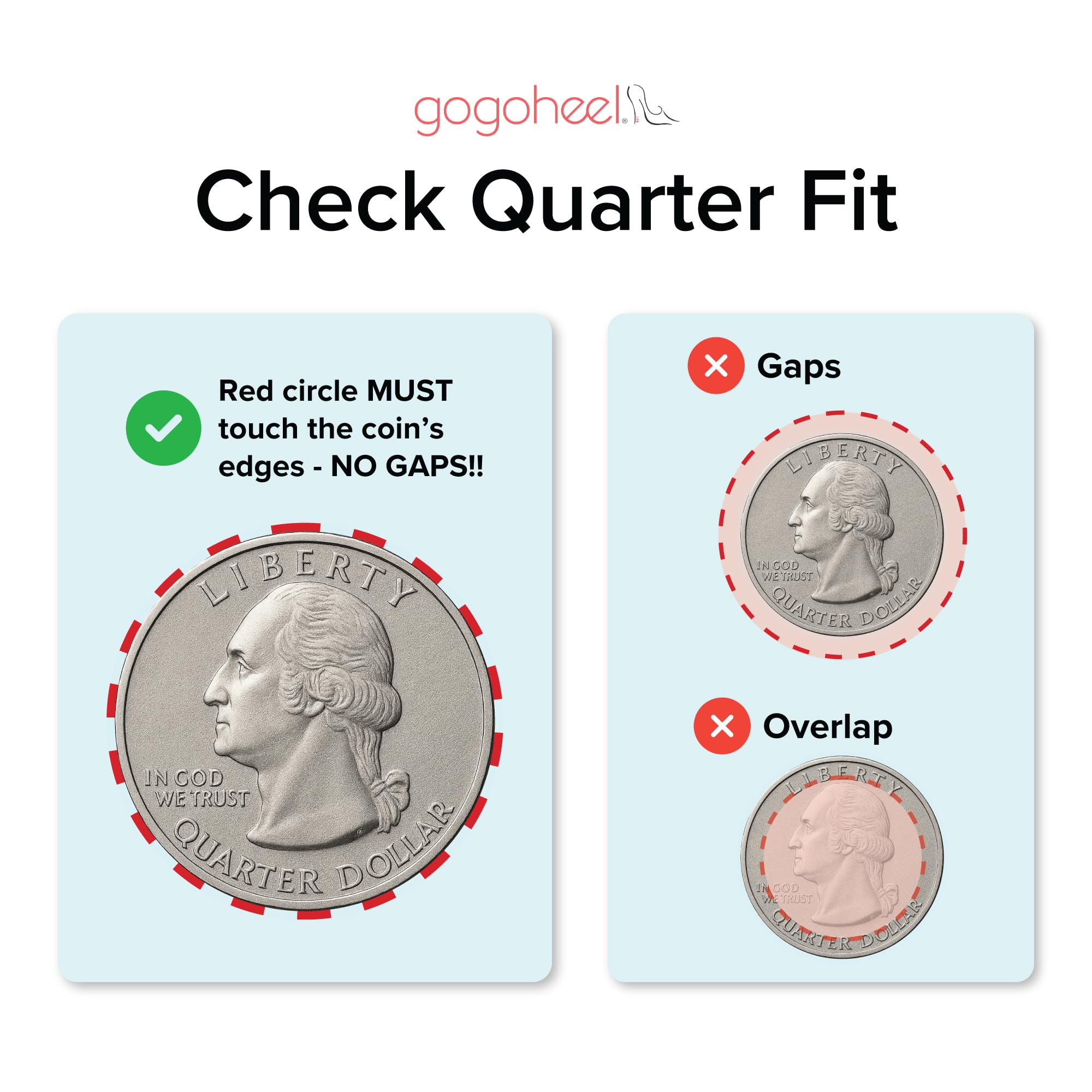 Clear GoGoHeel Stoppers blend with any color and heel shape.