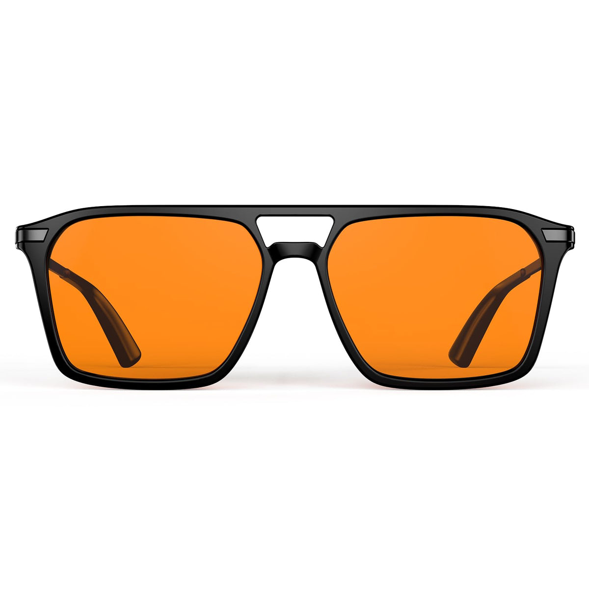 Goiteia orange blue light glasses close-up showing amber tint for eye comfort.