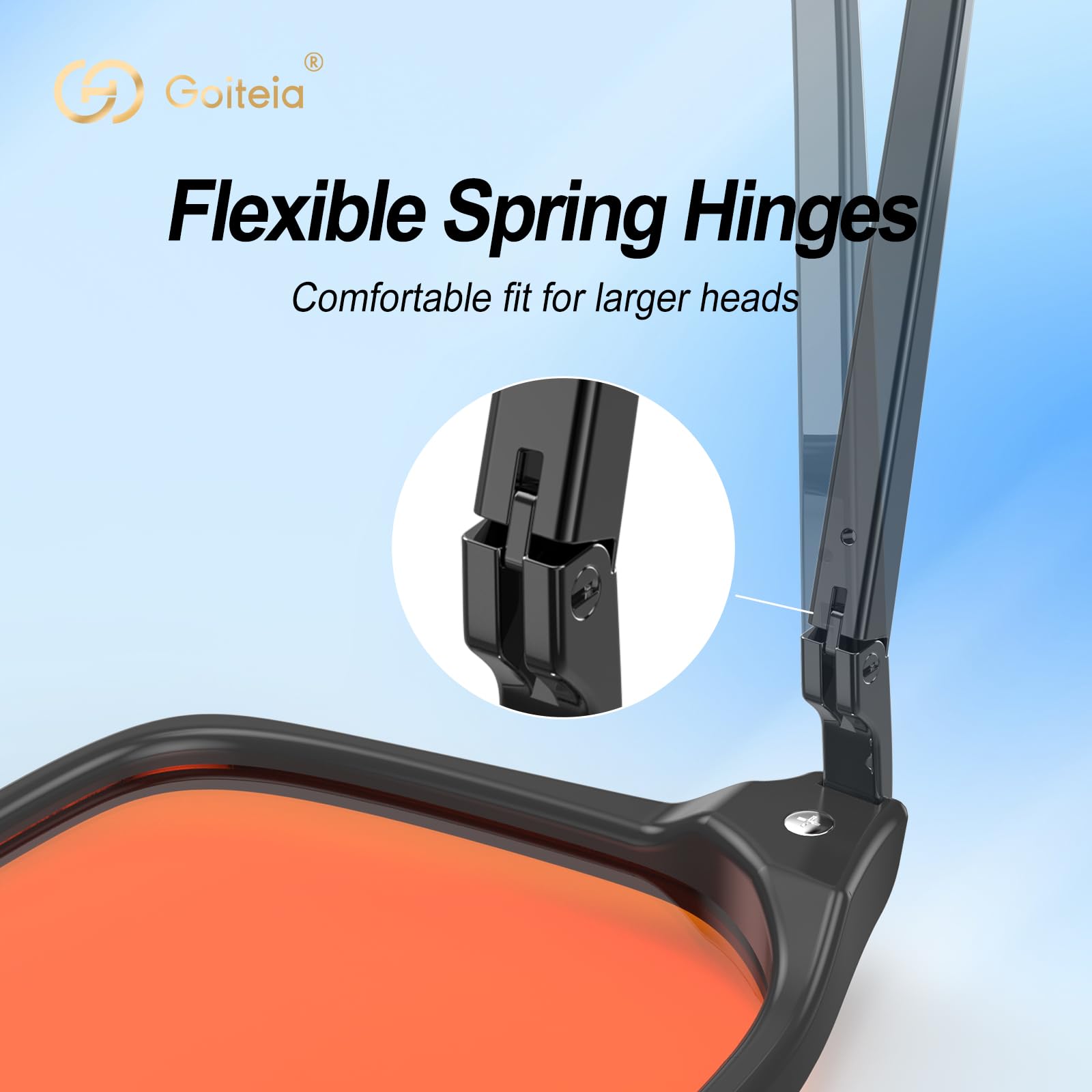 Goiteia frame and spring hinges ensure a comfortable fit.